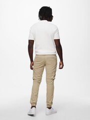 Кремовый - Only & Sons Cargo Detail 100% Cotton Trousers with Cuffed Ankle - Изображение 4 из 5