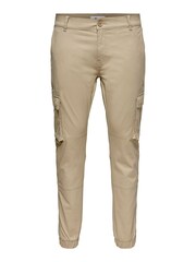Кремовый - Only & Sons Cargo Detail 100% Cotton Trousers with Cuffed Ankle - Изображение 5 из 5