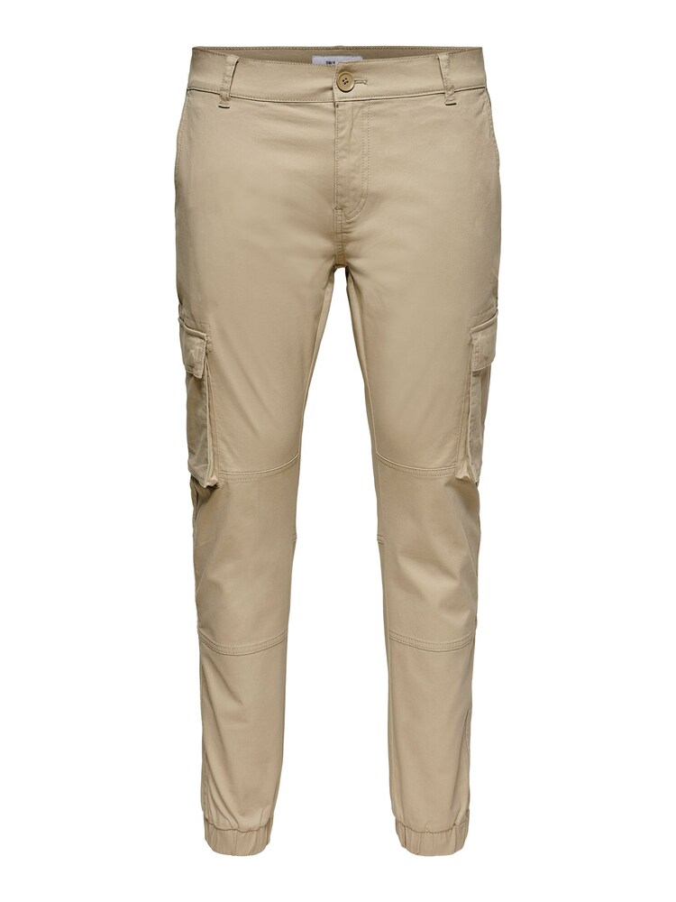 Кремовый - Only & Sons Cargo Detail 100% Cotton Trousers with Cuffed Ankle - Изображение 5 из 5