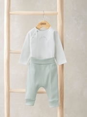 Mamas & Papas Green Little Brother Bodysuit & Leggings Set - Image 1 of 4