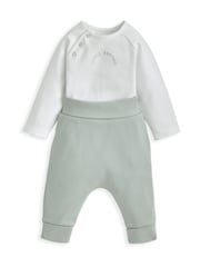 Mamas & Papas Green Little Brother Bodysuit & Leggings Set - Image 2 of 4