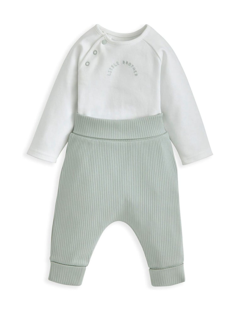 Mamas & Papas Green Little Brother Bodysuit & Leggings Set - Image 2 of 4