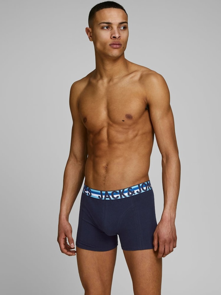 JACK & JONES Black/Chrome Logo 100% Cotton Boxers 3 Pack - Image 2 of 6