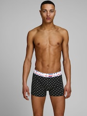 JACK & JONES Black/Chrome Logo 100% Cotton Boxers 3 Pack - Image 3 of 6