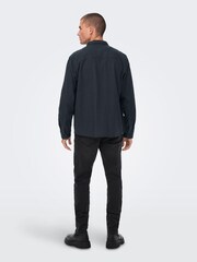 Only & Sons Blue Regular Fit 100% Cotton Button Up Long Sleeve Flannel Overshirt - Image 2 of 5