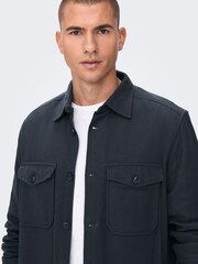 Only & Sons Blue Regular Fit 100% Cotton Button Up Long Sleeve Flannel Overshirt - Image 4 of 5