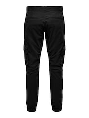 Черный - Only & Sons Cargo Detail 100% Cotton Trousers with Cuffed Ankle - Изображение 4 из 4