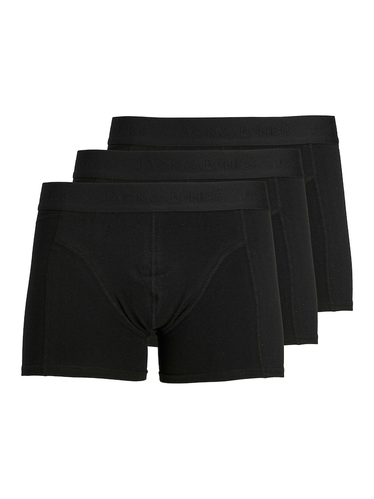 JACK & JONES Dark Black Logo 100% Cotton Boxers 3 Pack - Image 1 of 5