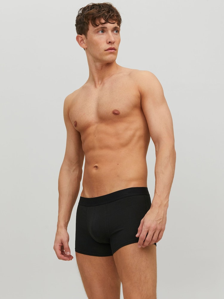 JACK & JONES Dark Black Logo 100% Cotton Boxers 3 Pack - Image 4 of 5