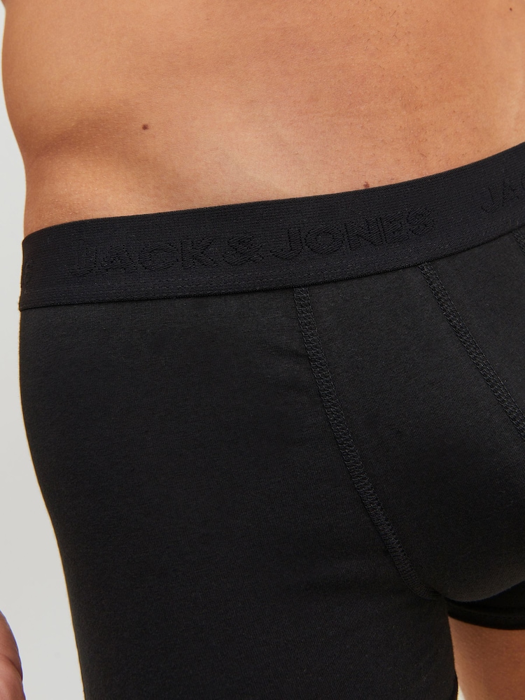 JACK & JONES Dark Black Logo 100% Cotton Boxers 3 Pack - Image 5 of 5