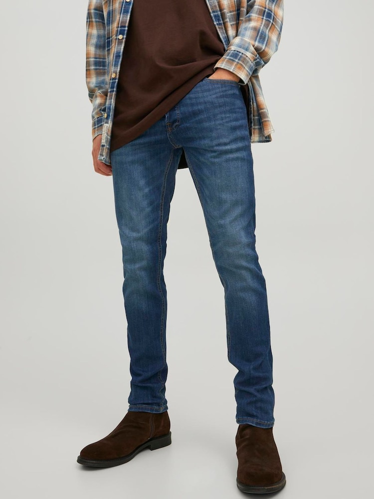 JACK & JONES Navy Blue Glenn Slim Fit Jeans - Image 1 of 5