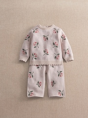 Mamas & Papas Berry Knitted Top & Wide Trousers Set - תמונה 1 מתוך 3