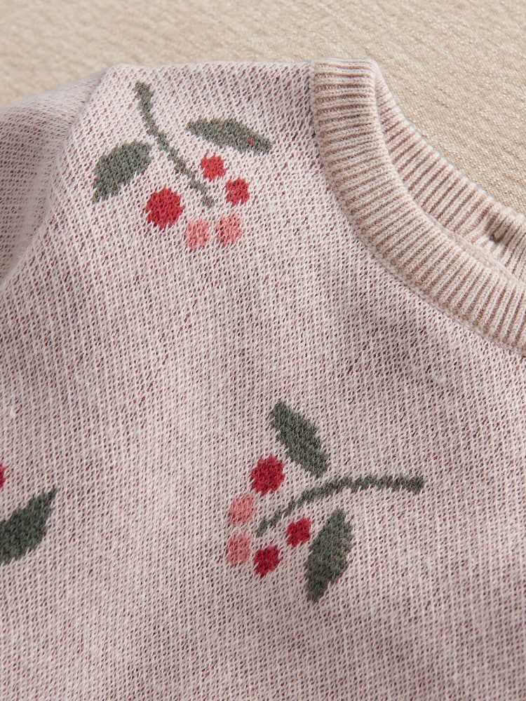 Mamas & Papas Berry Knitted Top & Wide Trousers Set - תמונה 2 מתוך 3