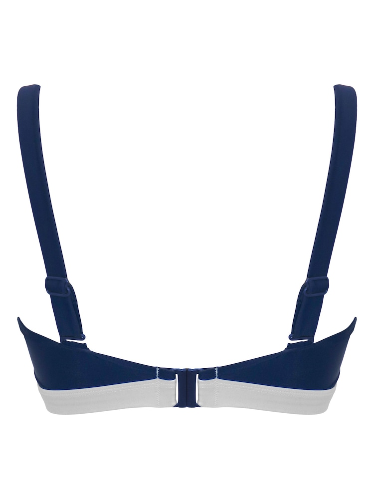 Pour Moi Navy Blue Palm Springs Hidden Underwired Cami Bikini Top - Image 4 of 4