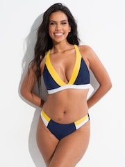 Pour Moi Navy Blue Palm Springs Colourblock Bikini Top - Image 1 of 4