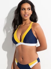 Pour Moi Navy Blue Palm Springs Colourblock Bikini Top - Image 2 of 4