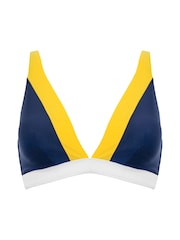 Pour Moi Navy Blue Palm Springs Colourblock Bikini Top - Image 3 of 4