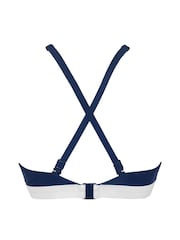 Pour Moi Navy Blue Palm Springs Colourblock Bikini Top - Image 4 of 4