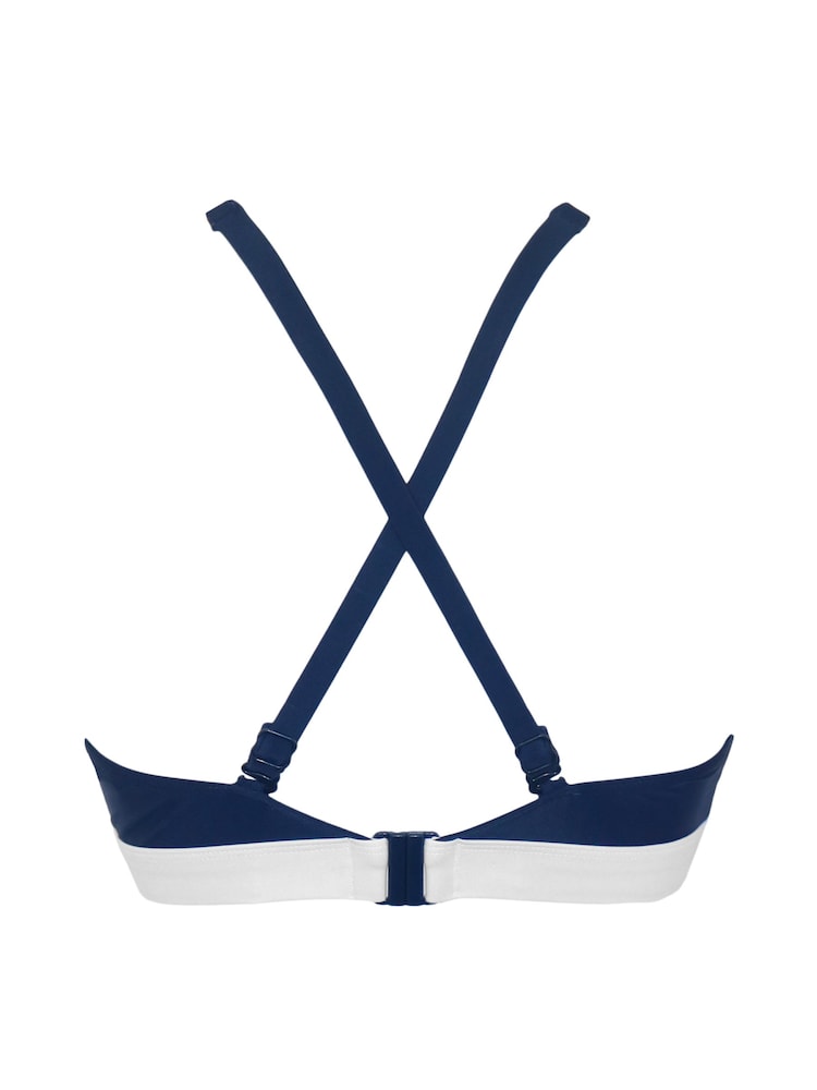 Pour Moi Navy Blue Palm Springs Colourblock Bikini Top - Image 4 of 4