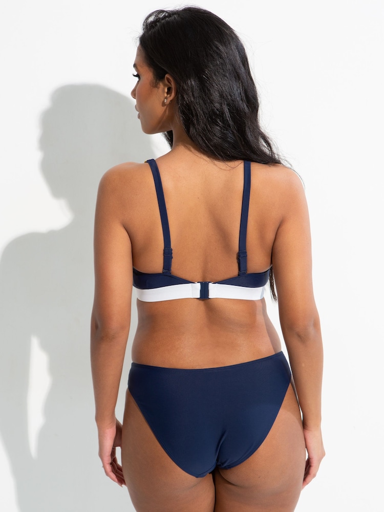 Pour Moi Navy Blue Palm Springs Colour Block Tab Bikini Briefs - Image 2 of 4