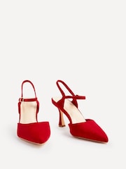 Rojo - Zapatos de tacón de corte ancho con parte trasera abierta y tira en el tobillo de Linzi - Imagen 3 de 5