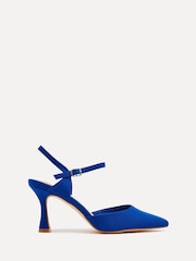 Azul - Zapatos de tacón de corte ancho con parte trasera abierta y tira en el tobillo de Linzi - Imagen 2 de 5