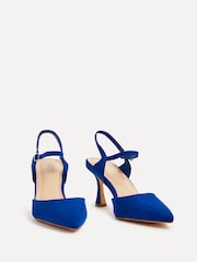 Azul - Zapatos de tacón de corte ancho con parte trasera abierta y tira en el tobillo de Linzi - Imagen 3 de 5