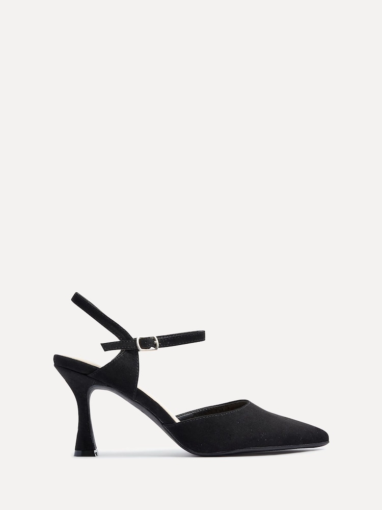 Negro - Zapatos de tacón de corte ancho con parte trasera abierta y tira en el tobillo de Linzi - Imagen 2 de 5