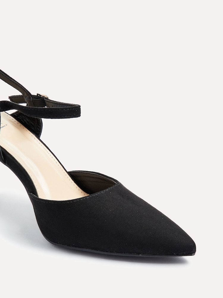 Negro - Zapatos de tacón de corte ancho con parte trasera abierta y tira en el tobillo de Linzi - Imagen 5 de 5