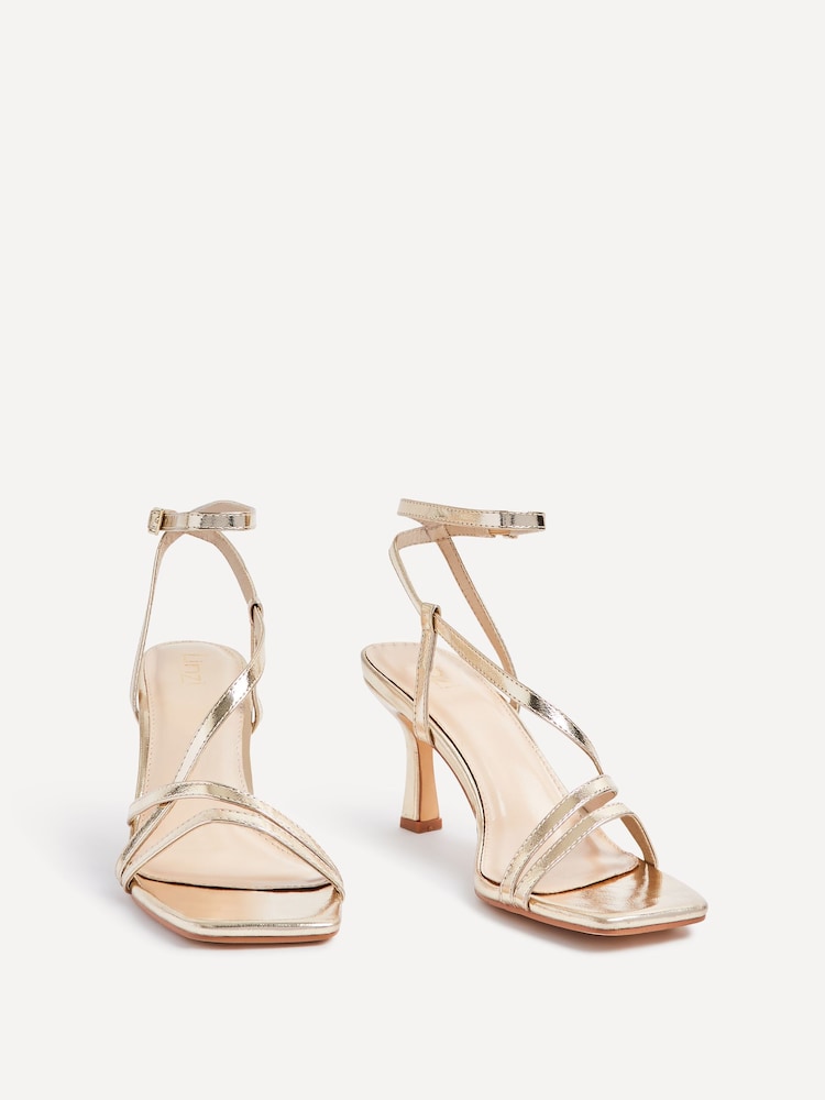 Linzi Gold Cassie Wide Fit Mid Heel Strappy Sandals With Ankle Strap - Image 2 of 5