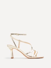 Linzi Gold Cassie Wide Fit Mid Heel Strappy Sandals With Ankle Strap - Image 3 of 5