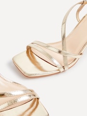 Linzi Gold Cassie Wide Fit Mid Heel Strappy Sandals With Ankle Strap - Image 5 of 5