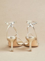 Linzi Gold Cassie Wide Fit Mid Heel Strappy Sandals With Ankle Strap - Image 6 of 6