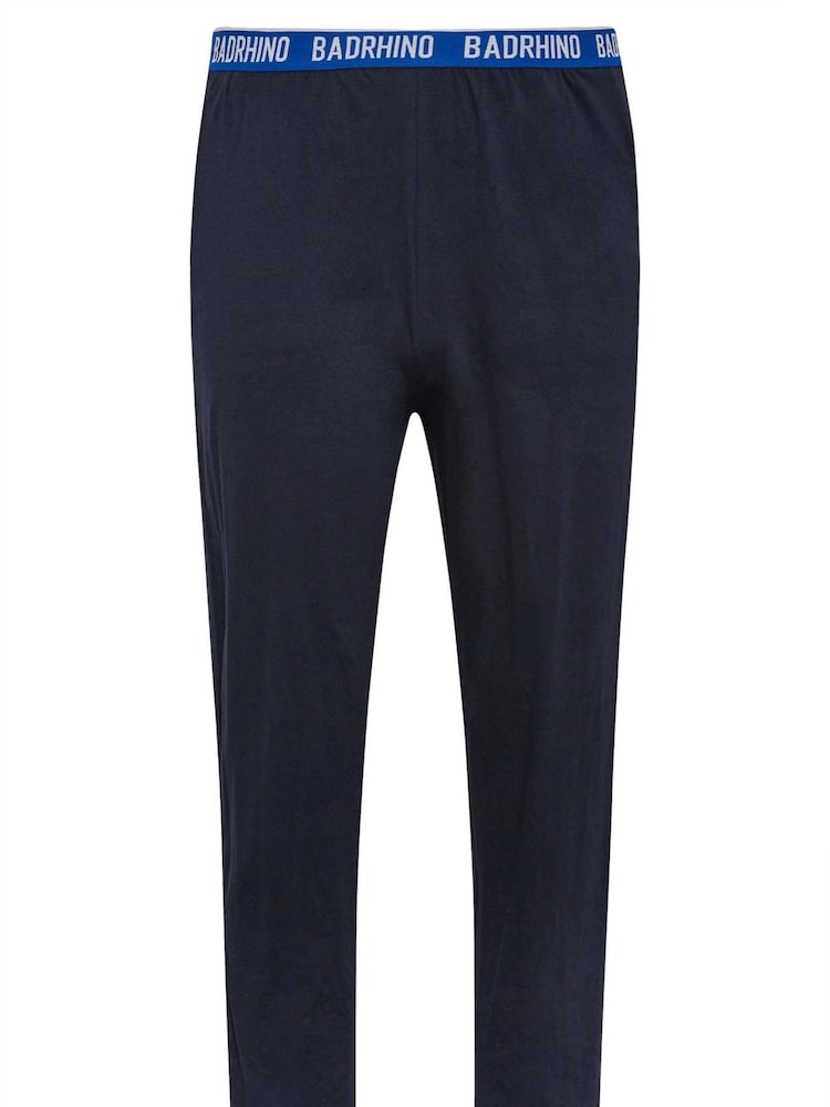 BadRhino Big & Tall Blue 100% Cotton Lounge Trousers - Image 1 of 5