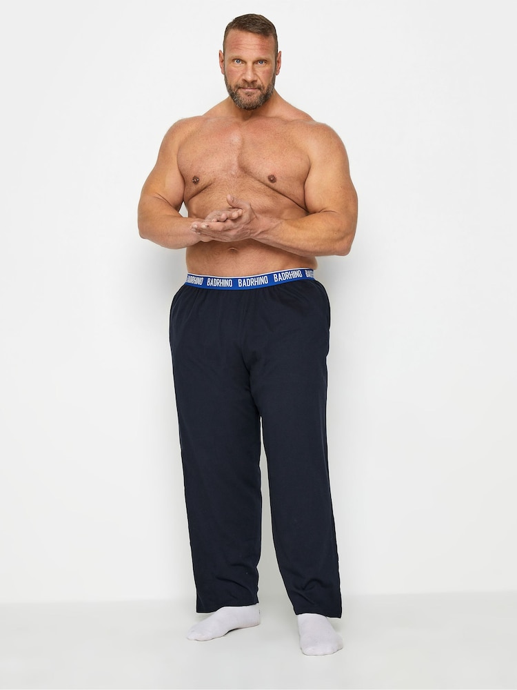 BadRhino Big & Tall Blue 100% Cotton Lounge Trousers - Image 2 of 5
