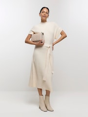 River Island Cream Roll Neck Midi Dress - Image 1 of 6