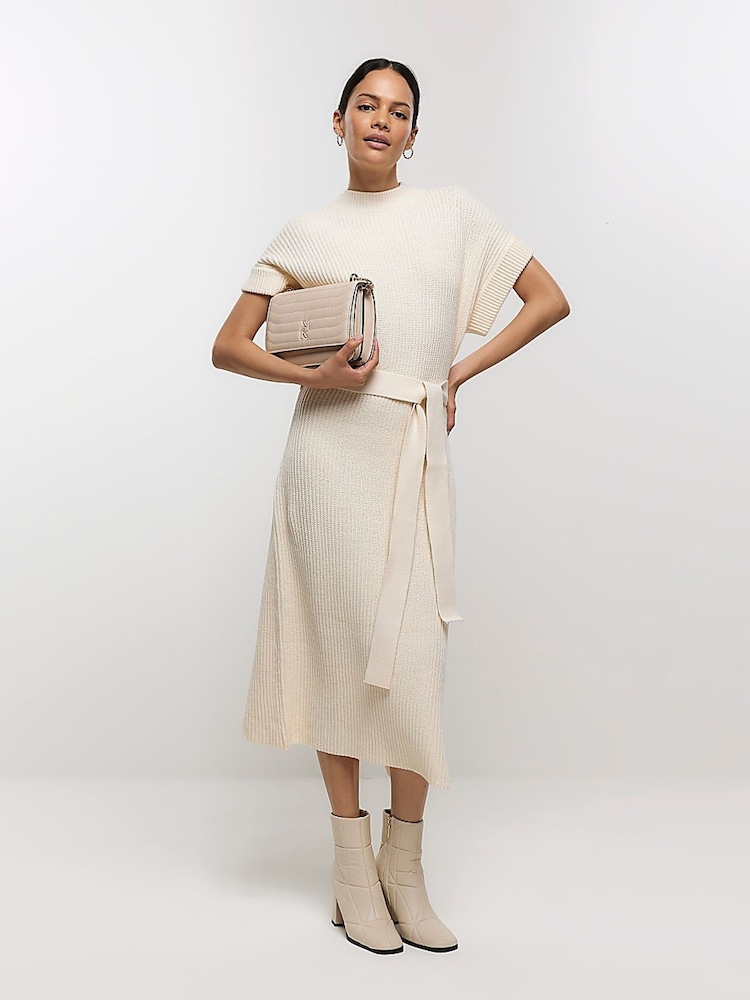 River Island Cream Roll Neck Midi Dress - Image 1 of 6