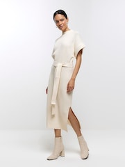 River Island Cream Roll Neck Midi Dress - Image 3 of 6