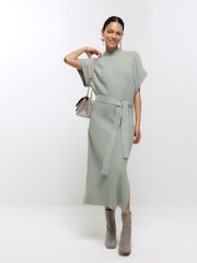 River Island Green Roll Neck Midi Dress - Image 1 of 6