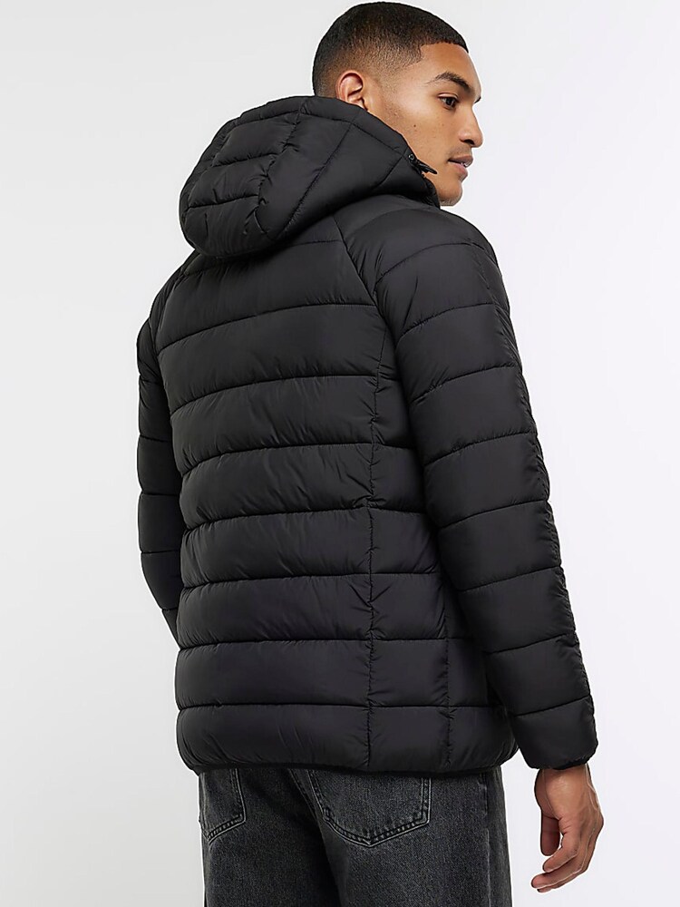 River Island Black Regular Hooded Puffer Jacket - Image 2 of 5
