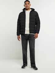 River Island Black Regular Hooded Puffer Jacket - Image 4 of 5