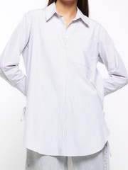River Island Grey Tie Side Oversized Shirt - Image 1 of 6