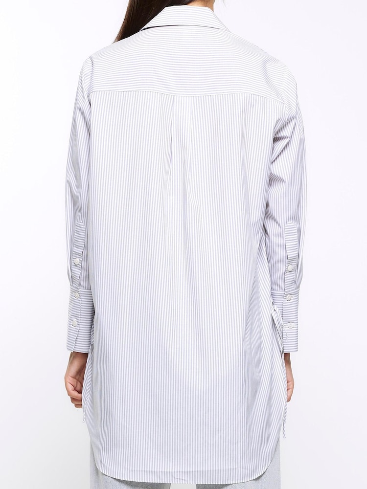 River Island Grey Tie Side Oversized Shirt - Image 2 of 6