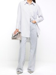 River Island Grey Tie Side Oversized Shirt - Image 4 of 6