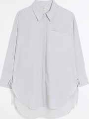 River Island Grey Tie Side Oversized Shirt - Image 5 of 6