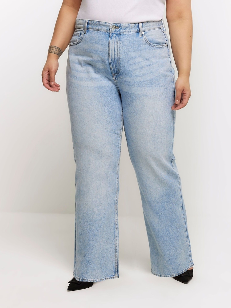 River Island Blue Curve 90s Straight Mid Rise Jeans - Image 1 of 6