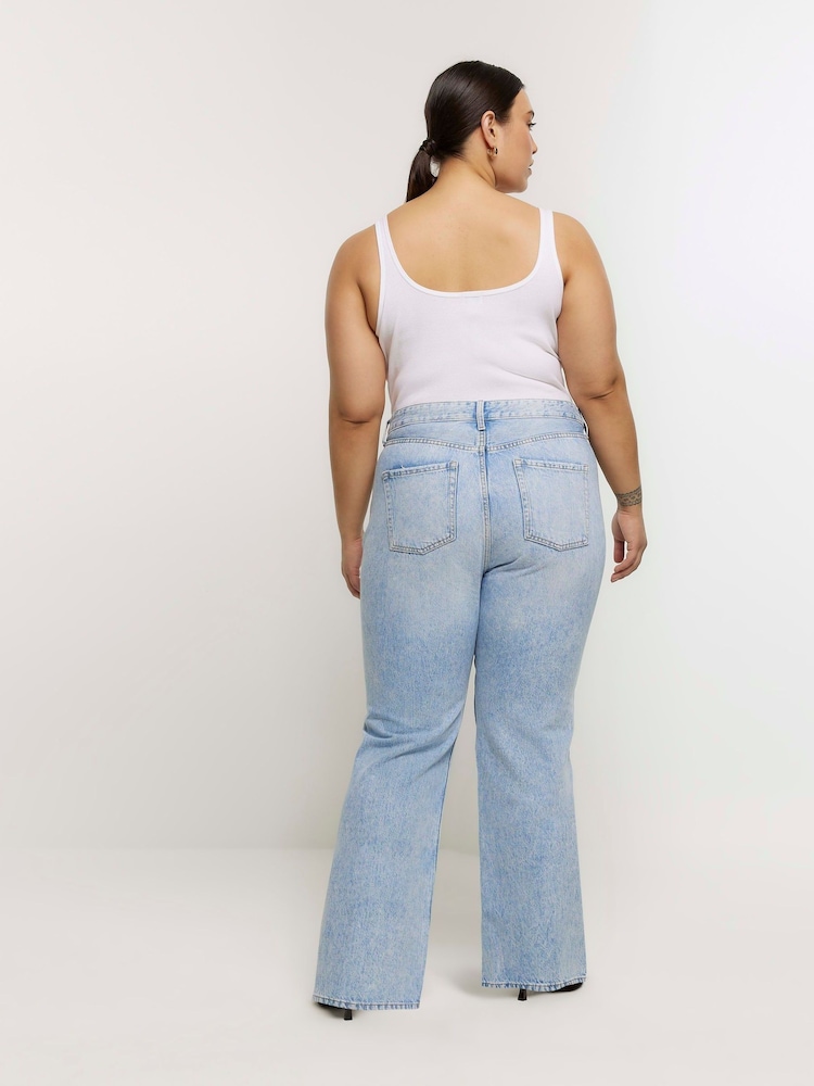 River Island Blue Curve 90s Straight Mid Rise Jeans - Image 2 of 6 River Island Blue Curve 90s Straight Mid Rise Jeans - Image 2 of 6