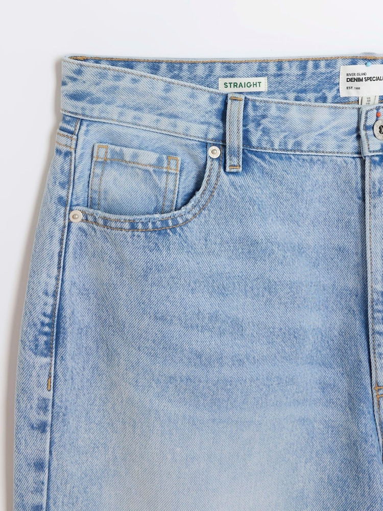 River Island Blue Curve 90s Straight Mid Rise Jeans - Image 6 of 6