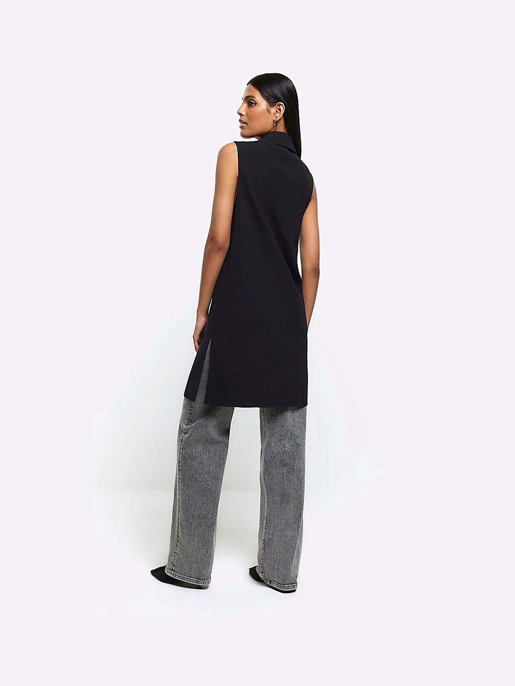 Longline sleeveless jacket clearance