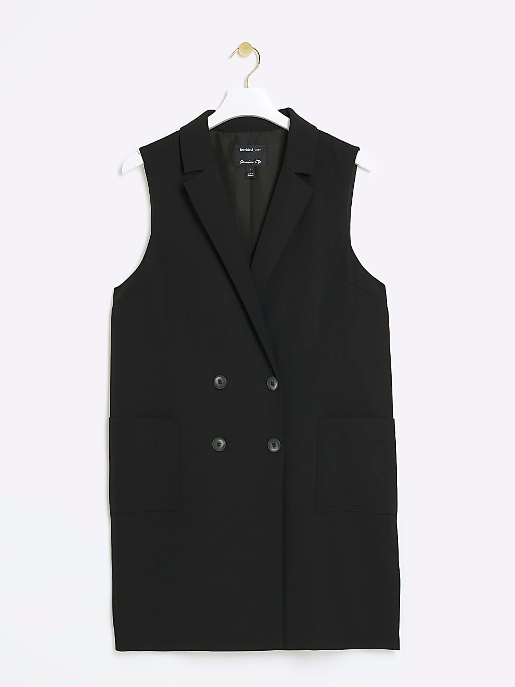 Buy River Island Black Longline Sleeveless Jacket from Next United Arab Emirates